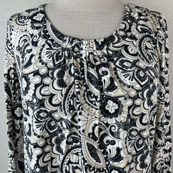 Liz Claiborne Paisley Long Sleev Top Size M EUC - Picture 2 of 7